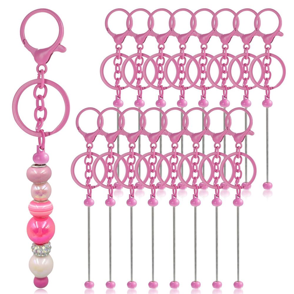 7295 28 Pcs Beadable Keychain Bars - Keychain Making Kit Bulk - Metal